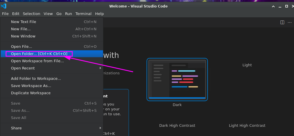 VS Code Open Folder